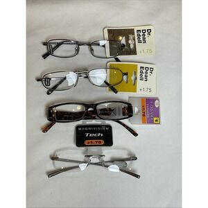 Lot Of 4 Reading Glasses +1.75 Mixed Magnavision Dr Dean Dell